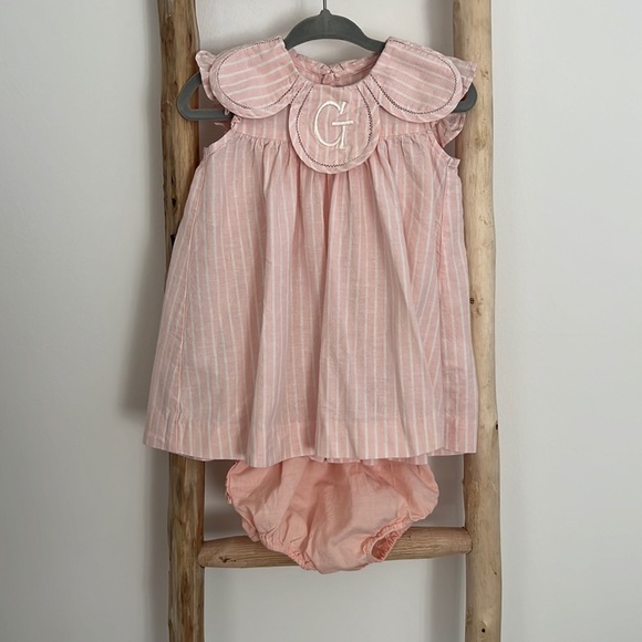 Sophie & Lucas Petal Collar Dress with G monogram sz 12m - Picture 2 of 5